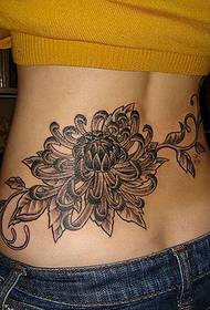 female black gray chrysanthemum Tattoo pattern
