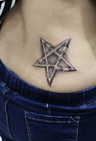 personalized five-pointed star tattoo picture on the waist