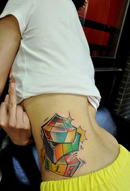 Kecantikan Pinggang Avant-garde Trend Rubik's Cube Tattoo pattern