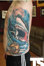 personal fashion side waist color shark tattoo pattern picture