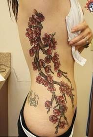 Sexy women's waist fashion good-looking plum tattoo pictures