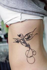 female waist fashion beautiful bird totem tattoo