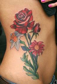 fashion female side waist beautiful rose tattoo pattern picture picture