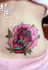 talia piękny śliczny duży kwiat wspaniały wzór tatuażu