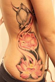 waist good-looking lotus tattoo pattern