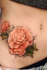 waist beautiful seductive flower tattoo