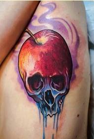 personal fashion side waist color apple skull tattoo pattern picture
