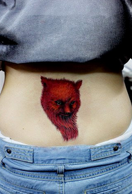 waist fire red little fox tattoo pattern