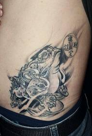 waist black and white lucky gold tattoo picture