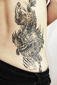 Small waist waist beautiful personality unicorn tattoo