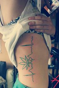 Maple Leaf ECG Personality Taille Tattoo Patroon