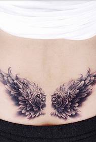 kobieca talia piękne wyglądające skrzydła tatuaż wzór obrazu