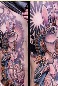 a side waist school rabbit tattoo pattern to enjoy the picture