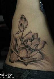 side waist beautiful black gray lotus tattoo pattern