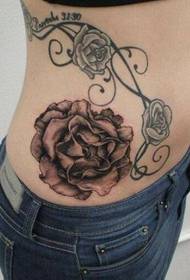 moda mujer cintura lateral hermosa rosa tatuaje