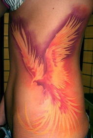 personality beauty side waist bath fire Phoenix tattoo
