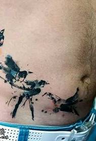 талія чорнила татуювання птах візерунок