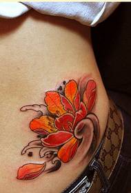 fashion women's waist beautiful and beautiful color lotus tattoo picture