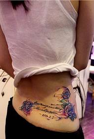 fashion women's waist beautiful color rose tattoo pattern picture