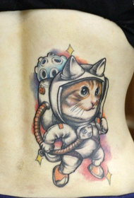 female back waist space cat tattoo