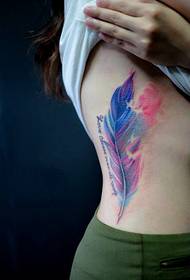 beauty waist beautiful feather tattoo pattern