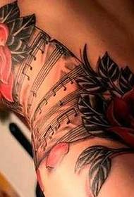 waist rose note tattoo pattern