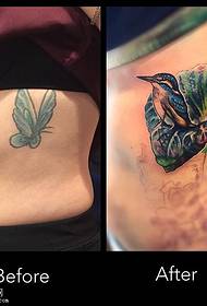 waist tattooed bird tattoo pattern