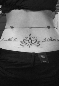 beauty waist totem of the beautiful lotus and letter tattoo