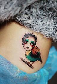 side waist color bird bird tattoo pattern