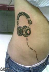 waist headphones English tattoo pattern