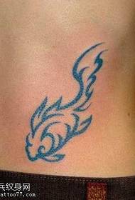 Waist-looking color totem fish tattoo pattern