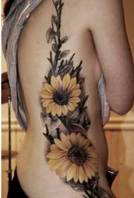 sexy woman's waist beautiful and beautiful sunflower tattoo picture