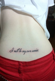 girls waist beautiful English word tattoo