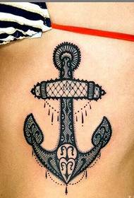 female side waist fashion anchor tattoo pattern recommended picture