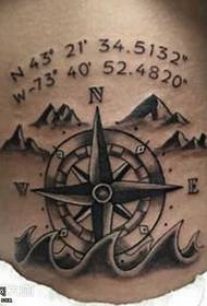 waist English compass tattoo pattern