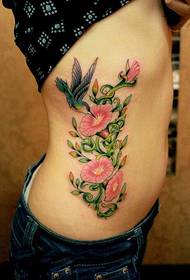 taille morning glory and bird tattoo patroon
