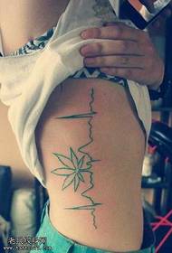sido midja klassiskt cannabis blad EKG tatuering mönster