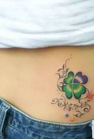 waist beautiful four-leaf clover tattoo