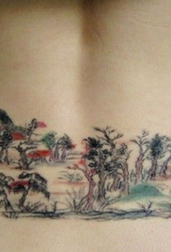tatuatge de pintura de paisatge molt artístic