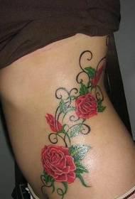 性感美女腰部漂亮好看的玫瑰纹身图案图片