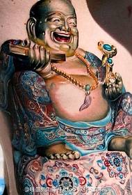 side waist pattern on the colored laughing Buddha 69669-woman's eyes are full of murderous