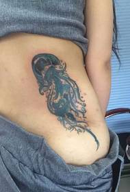 back waist jellyfish tattoo pattern