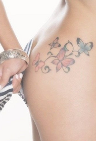 beauty buttocks beautiful flower butterfly tattoo