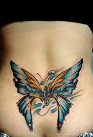 female waist color personality butterfly tattoo pattern