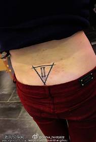 back waist Roman word 2 triangle tattoo pattern