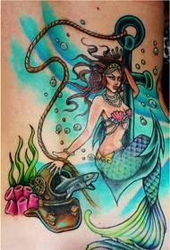 fashion sexy side waist mermaid tattoo pattern na larawan