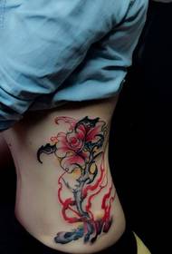 girls waist only beautiful looking flower tattoo
