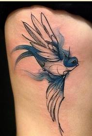 fashion side waist ຮູບພາບ tattoo ງາມ hummingbird ຮູບພາບທີ່ຊື່ນຊົມ