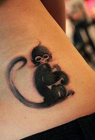 Back Waist Ink Monkey Tattoo Pattern