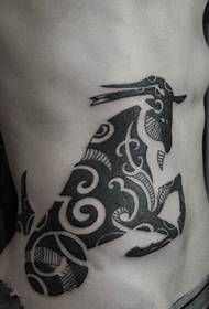 Creative Capricorn black and white side waist tattoo